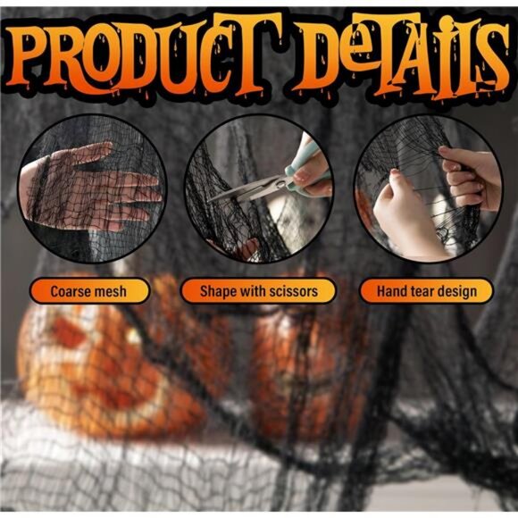 300 x 30 Inch Halloween Spooky Cloth - Black Large Size Halloween Creepy Cloth - Picture 3 of 8